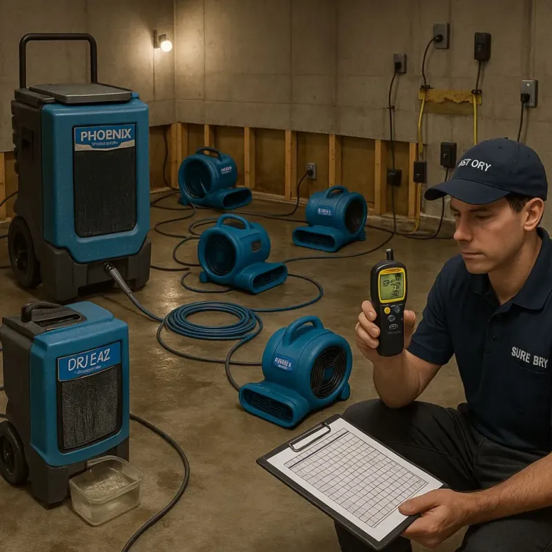 Structural Drying and Dehumidification process in Fairview, TX